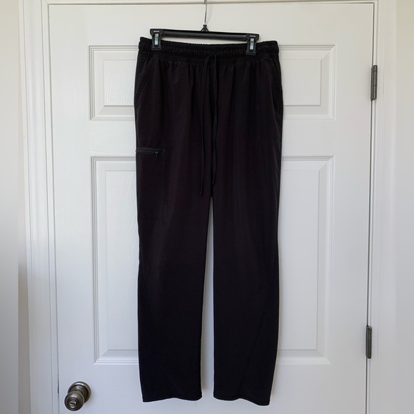 Allura Women's Black Mid Rise Drawstring Cargo Scrub Pants Style CKA184 - Picture 1 of 6